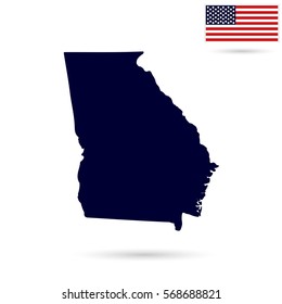 Map of the U.S. state  Georgia on a white background. American flag.