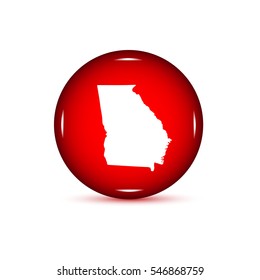 Map of the U.S. state of Georgia. Red button on a white background.