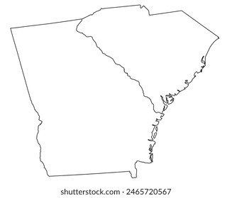 Map of the U.S. state of Georgia, South Carolina