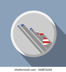 map of the U.S. state of Hawaii. American flag.