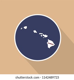 Map of the U.S. state of Hawaii on a blue background. State name