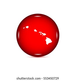 Map of the U.S. state of Hawaii. Red button on a white background