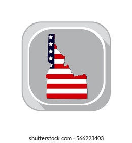 Map of the U.S. state  Idaho on a white background. American flag