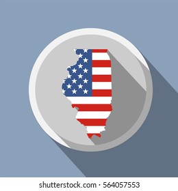 map of the U.S. state of Illinois. American flag