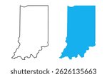 map of the U.S. state of indiana. Blue silhouette and outline isolated on white background