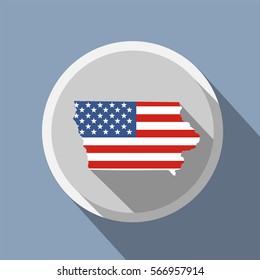 map of the U.S. state of Iowa. American flag