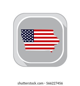 Map of the U.S. state  Iowa on a white background. American flag