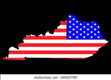 Map of the U.S. state of Kentucky with American Flag.Vector illustration