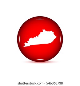 Map of the U.S. state of Kentucky. Red button on a white background