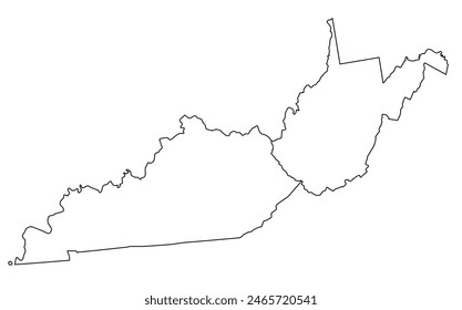Map of the U.S. state of Kentucky, West Virginia