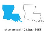 map of the U.S. state of louisiana. Blue silhouette and outline isolated on white background