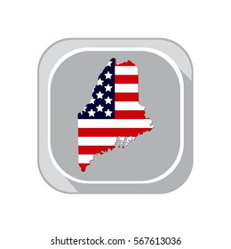 Map of the U.S. state  Maine on a white background. American flag.