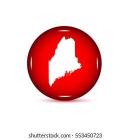 Map of the U.S. state of Maine. Red button on a white background.