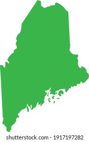 Map of the US state of Maine vector, High detailed vector green color map, Maine border map, Vector illustration EPS10, Blank vector map for  printing posters, postcards and t-shirts.