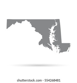 Map of the U.S. state of Maryland on a white background