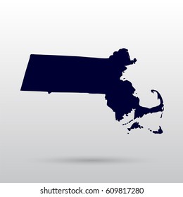 Map of the U.S. state of Massachusetts. 