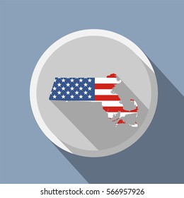 map of the U.S. state of Massachusetts. American flag