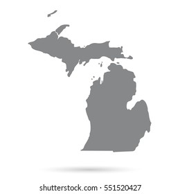 Map of the U.S. state of Michigan on a white background