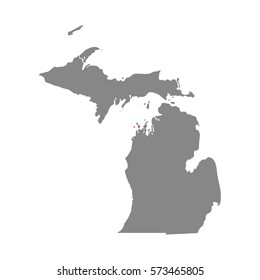 map of the U.S. state of Michigan , vector  