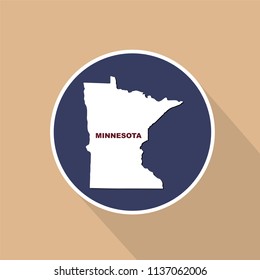 Map of the U.S. state of Minnesota on a blue background. State name