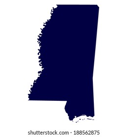 map of the U.S. state of Mississippi 