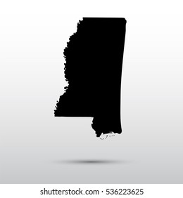 Map of the U.S. state of Mississippi