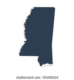 map of the U.S. state of Mississippi 