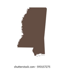 map of the U.S. state of Mississippi 