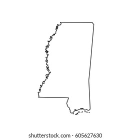 Map of the U.S. state of Mississippi