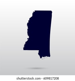 Map of the U.S. state of Mississippi.