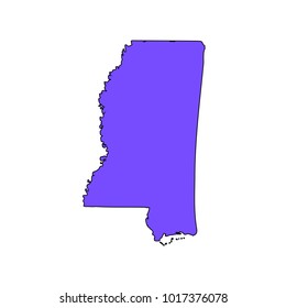 Map of the U.S. state of Mississippi on a white background