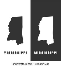 Map of the U.S. state of Mississippi on white background. Vector stock illustration.