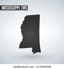 Map of the U.S. state of Mississippi on a white background.