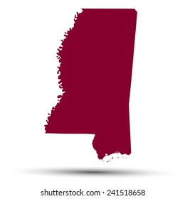 Map of the U.S. state of Mississippi on a white background  