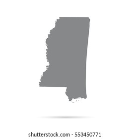 Map of the U.S. state of Mississippi on a white background