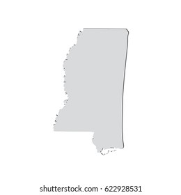 Map of the U.S. state of Mississippi on a white background