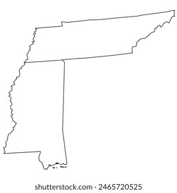 Map of the U.S. state of Mississippi, Tennessee