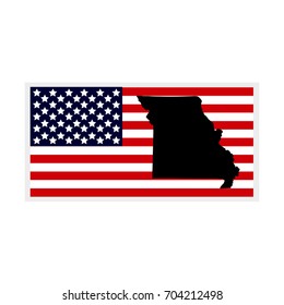 Map of the U.S. state of Missouri. American flag