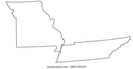 Map of the U.S. state of Missouri, Tennessee