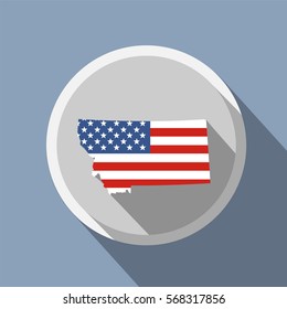 map of the U.S. state of Montana. American flag.
