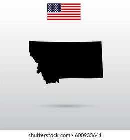 Map of the U.S. state of Montana. American flag.