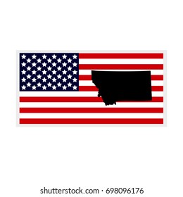 Map of the U.S. state of Montana. American flag