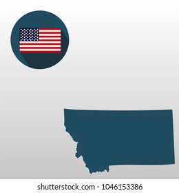 Map of the U.S. state of Montana on a white background. American flag