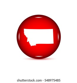 Map of the U.S. state of Montana. Red button on a white background.