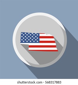 map of the U.S. state of Nebraska. American flag.