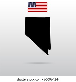 Map of the U.S. state of Nevada. American flag.