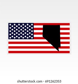 Map of the U.S. state of Nevada. American flag
