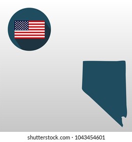 Map of the U.S. state of Nevada on a white background. American flag