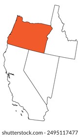 Map of the U.S. state of Nevada,Idaho,Oregon,California