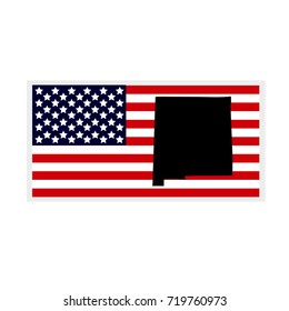 Map of the U.S. state of New Mexico. American flag